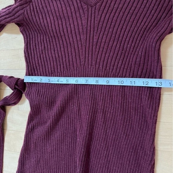 AMOUR VERT Mila Wool Ribbed Sweater Dress in Plum S - Picture 10 of 12
